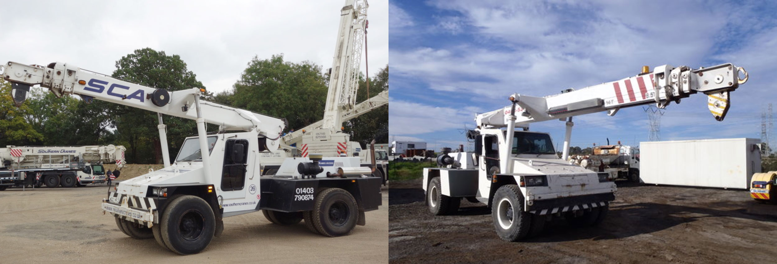 Franna Terex AT14 pick and carry crane for hire at Southern Cranes & Access, West Sussex, UK